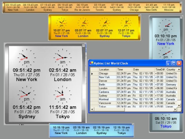 Kybtec World Clock Screenshot